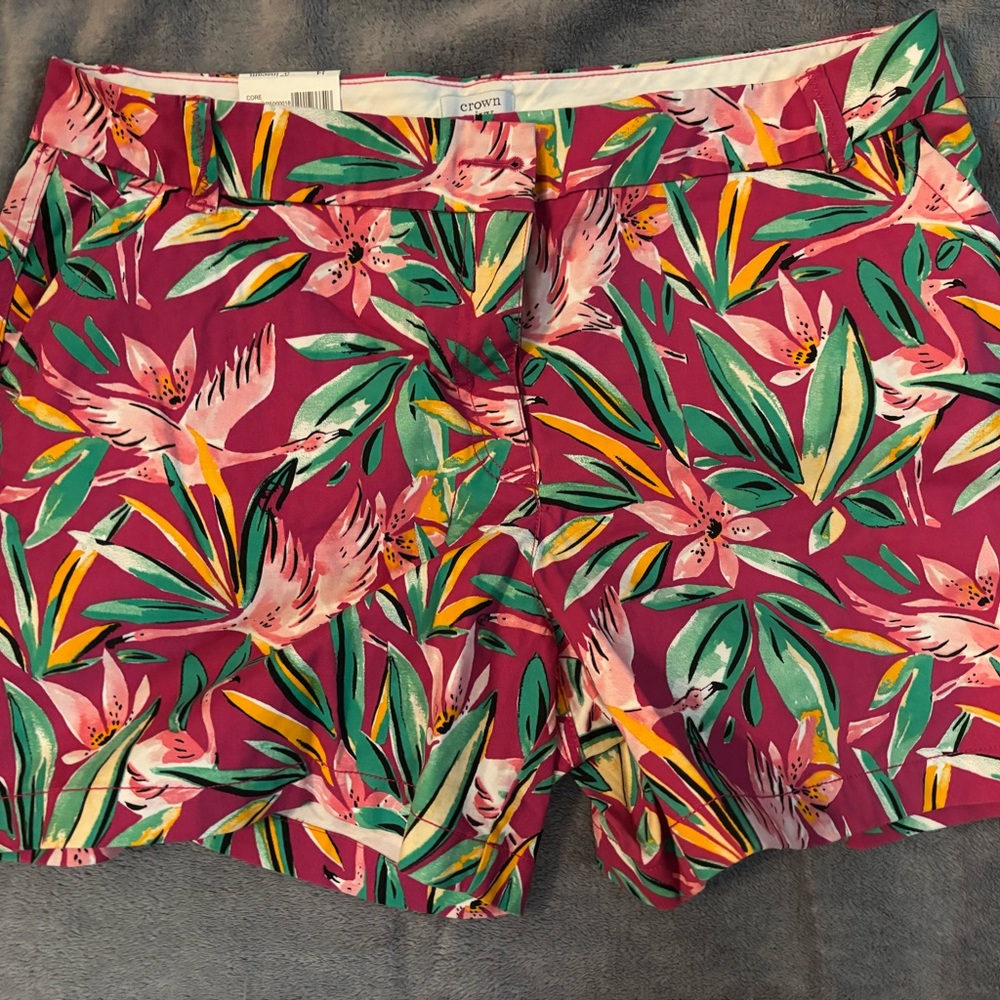 crown & ivy Women's Floral Print Shorts - Pink and Green